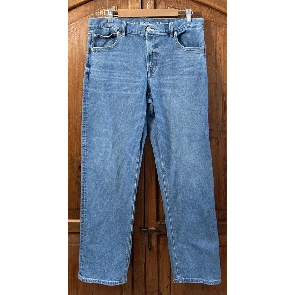 American Eagle‎ Stretch High Rise Straight Jeans Women's 12 Loose Fit NO Pilling
